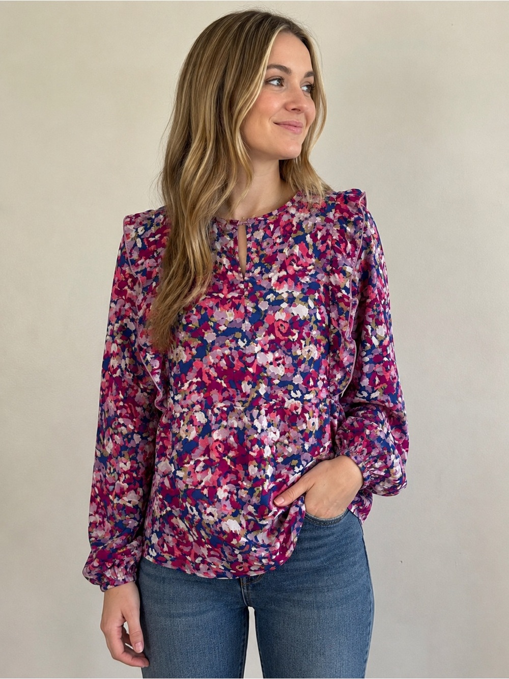 Nanette Lepore Floral Ruffle Blouse | Size Medium | Excellent Condition